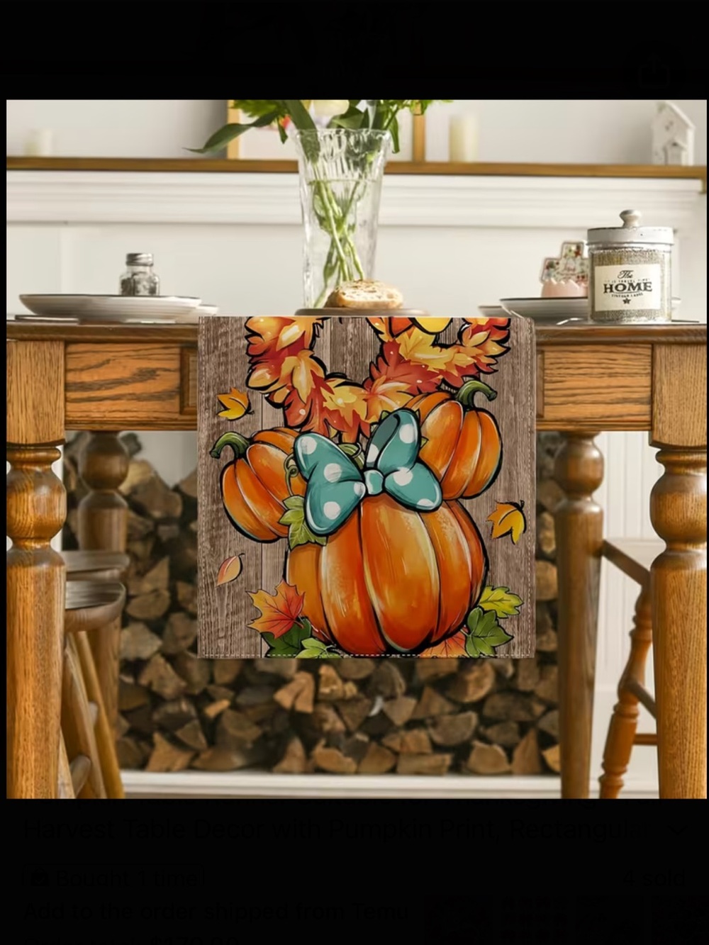 Mickey & Minnie Fall Table Runner